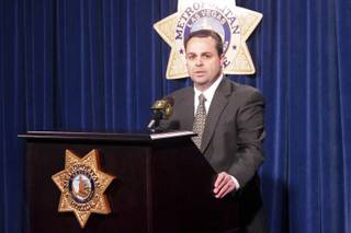 Las Vegas Metro Police Capt. Chris Jones addresses the media about shooting suspect Ammar Harris, Monday, Feb. 25, 2013.